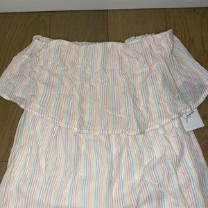 NWT Japna Striped Strapless Jumpsuit | White & Multi | Size Medium